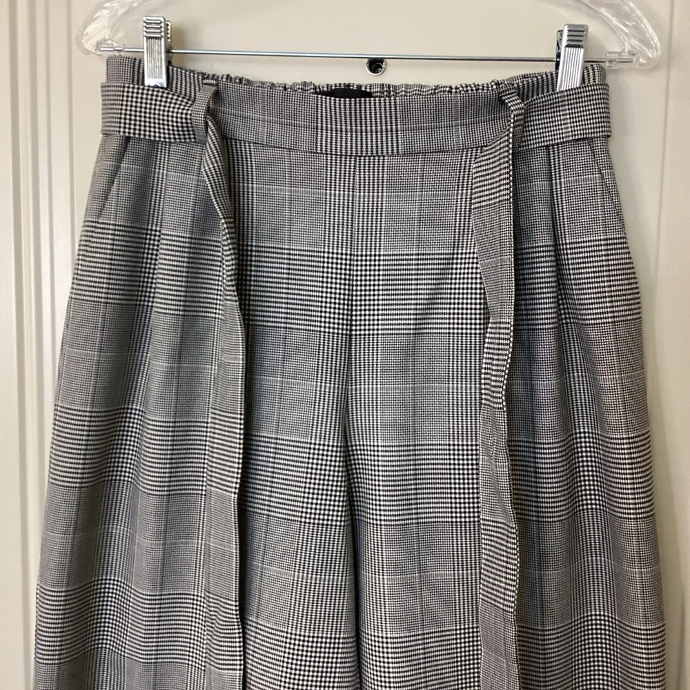 J. Crew Black White Houndstooth High-Waisted Wide-Leg Cropped Pants 6 EUC $109 - Picture 3 of 12